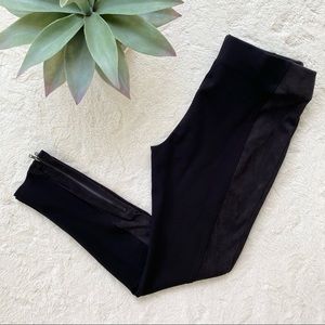 Nordstrom Ponte Knit Black Leggings with Suede Panels